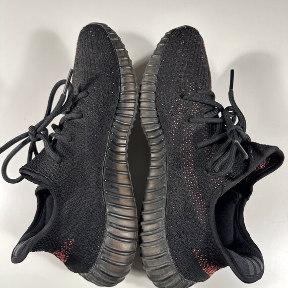 Adidas Yeezy 350 BY9612 Core Black Red Size US 9 Pre Owned - Picture 7 of 9